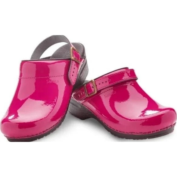 SANITA CONVERTIBLE SLINGBACK "ESTELLE"PATENT LEATHER CLOG - Picture 1 of 5
